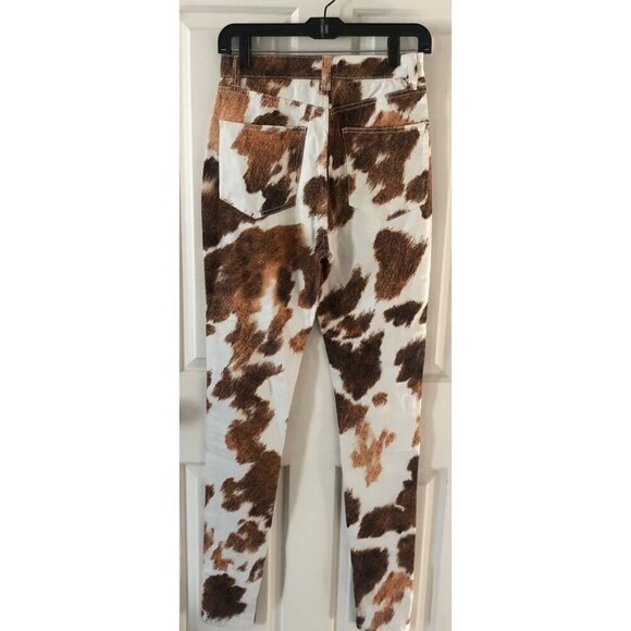 NWOT Women's WeWoreWhat / Revolve Stiletto Slit Skinny Jean Cow Print Size 26 - Picture 7 of 10